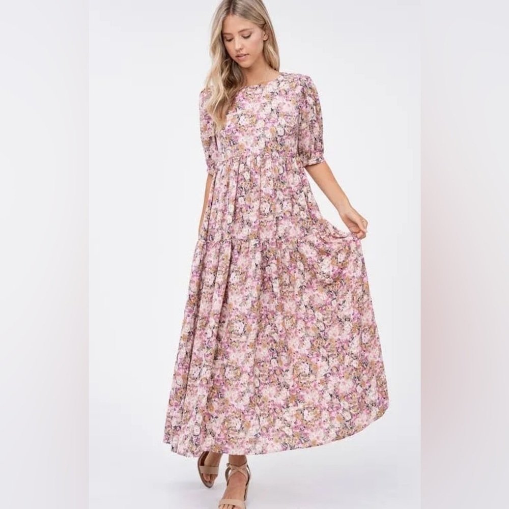 En Saison Pink Floral Maxi Dress